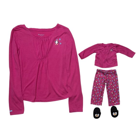 American Girl Other - American Girl Penguin Winter Pajama Matching Set | Girls Sz L + Doll Outfit